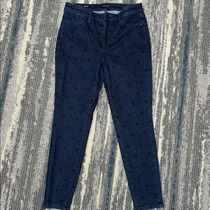 Size 6 Talbots Dark Blue Denim Jeggings with Black Bows. Super Cute. Like New